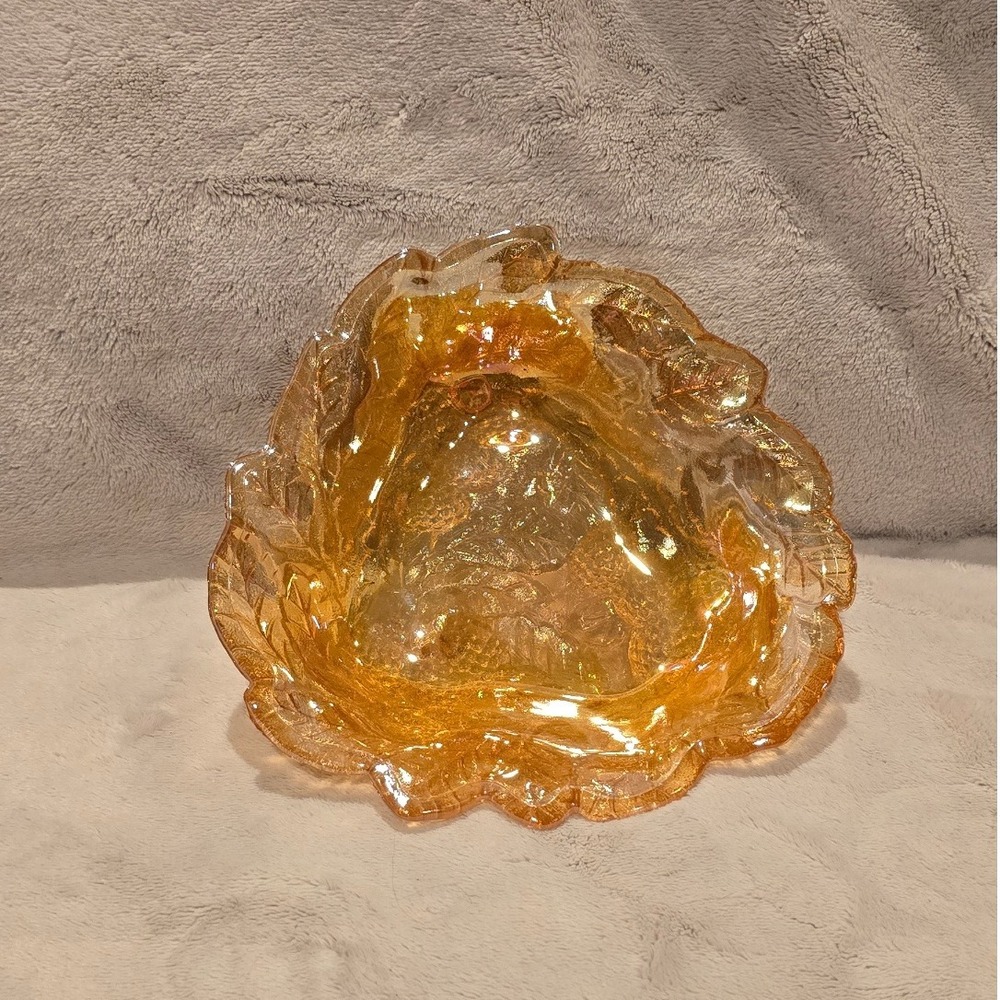 1970s Indiana Glass‎ Loganberry Harvest Gold Vintage Carnival Glass Bowl